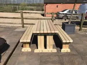 Freestanding Wooden Picnic Table & Bench Set