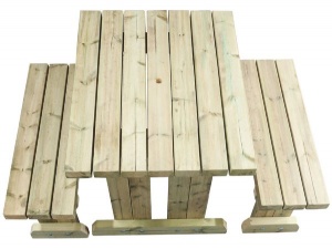 birds eye view of a free standing wooden pub bench