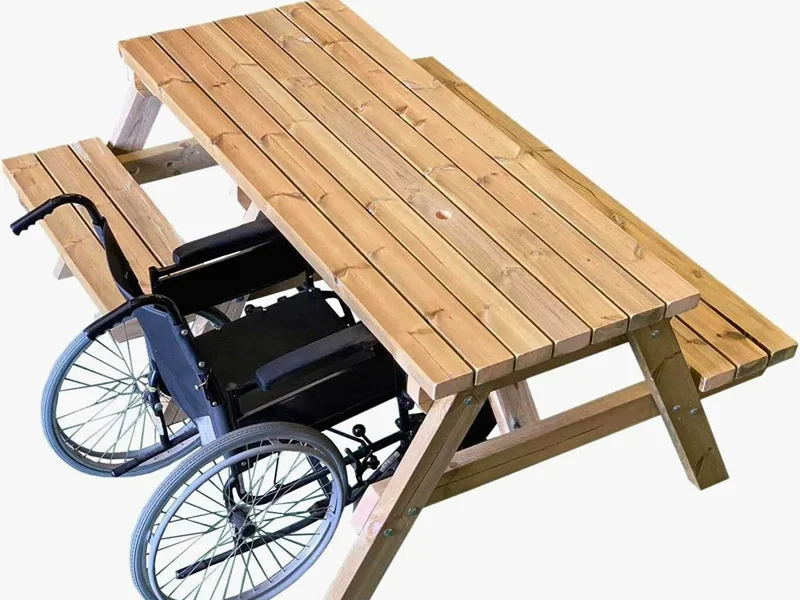 wheelchair accessible wooden picnic table