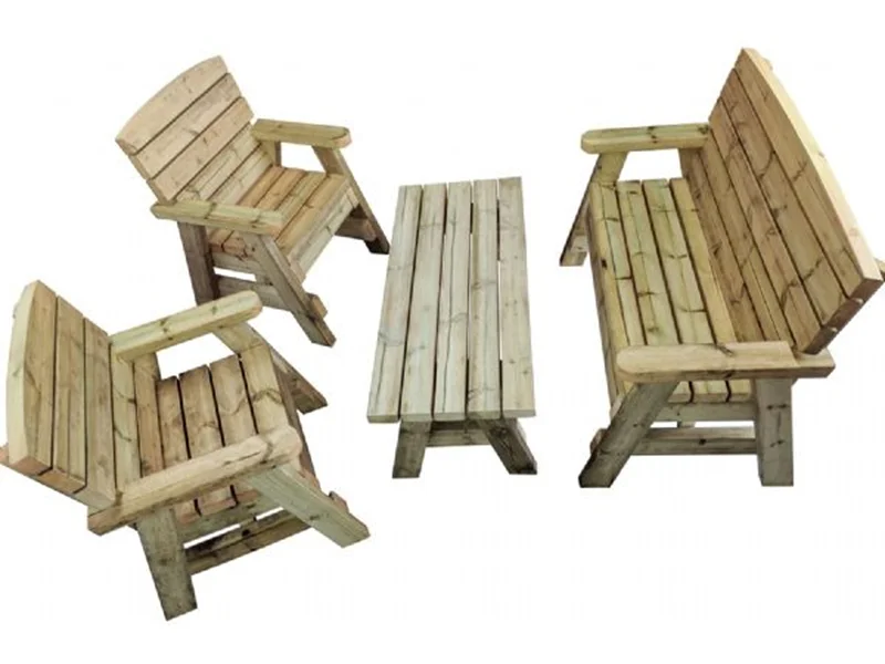 4 seater garden wooden coffee table