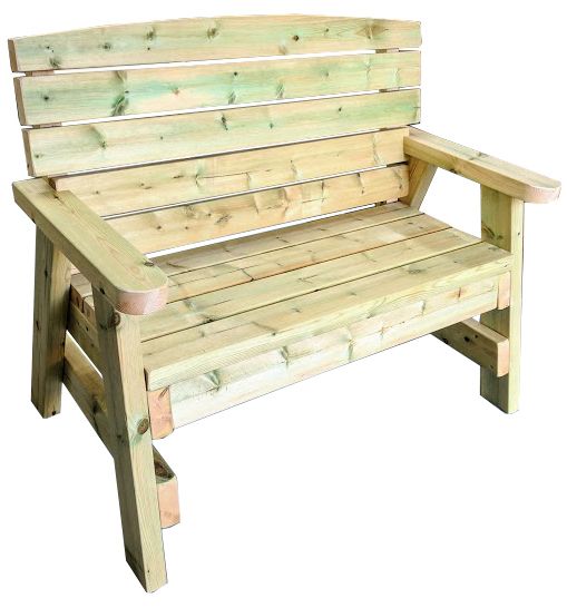 A side on view of a heavy duty garden bench