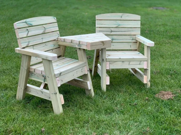 wooden garden love seat