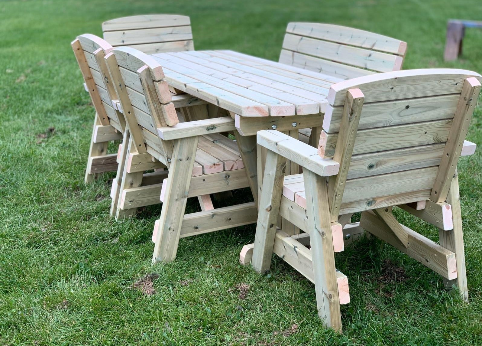 six seater wooden outdoor dining set