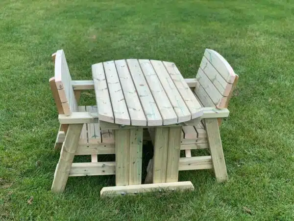 Wooden two seater outdoor dining set