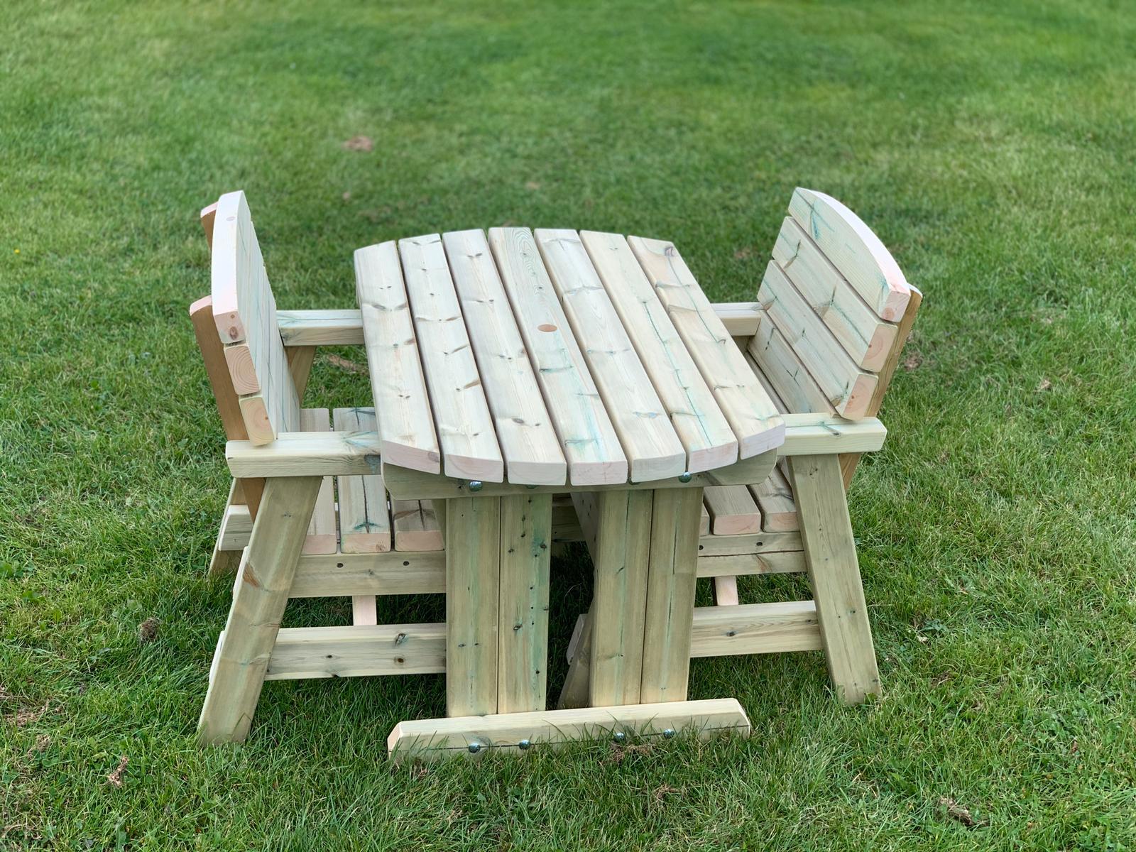 Wooden two seater outdoor dining set