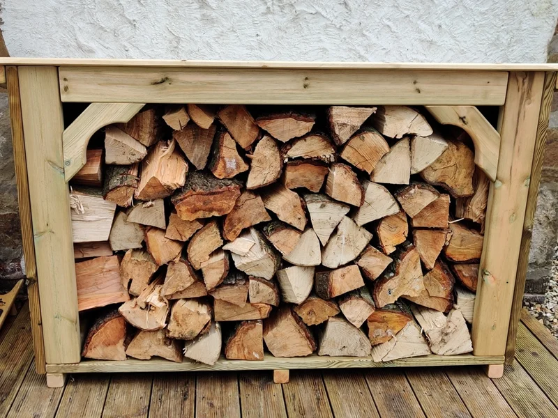 medium sized wooden log store for garden