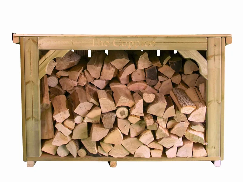 medium sized wooden log store for garden