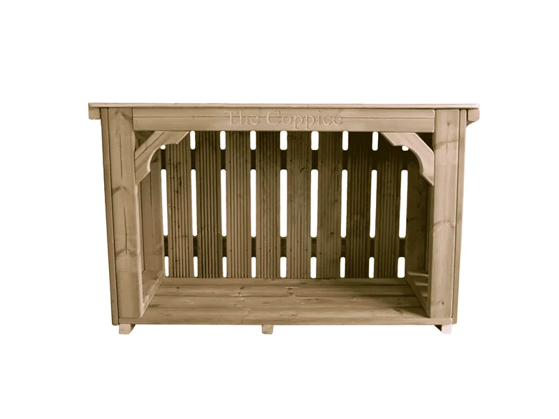medium sized wooden log store for garden