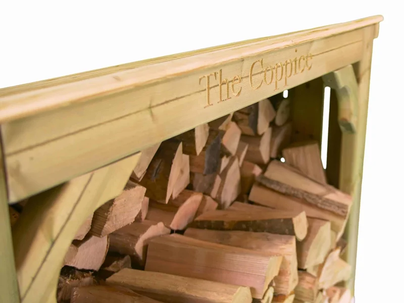 medium sized wooden log store for garden