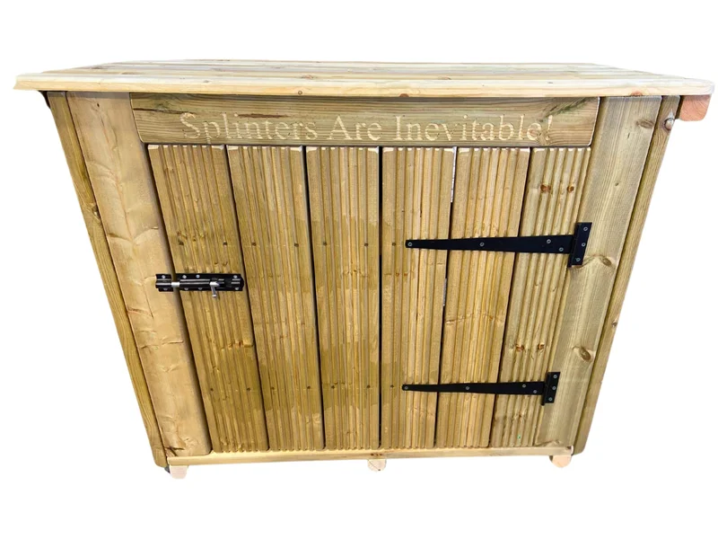 medium sized wooden log store for garden