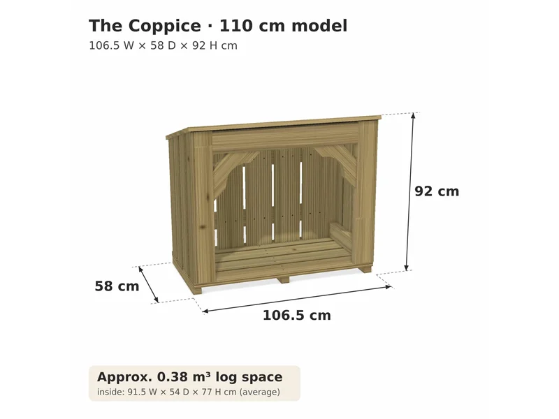 medium sized wooden log store for garden