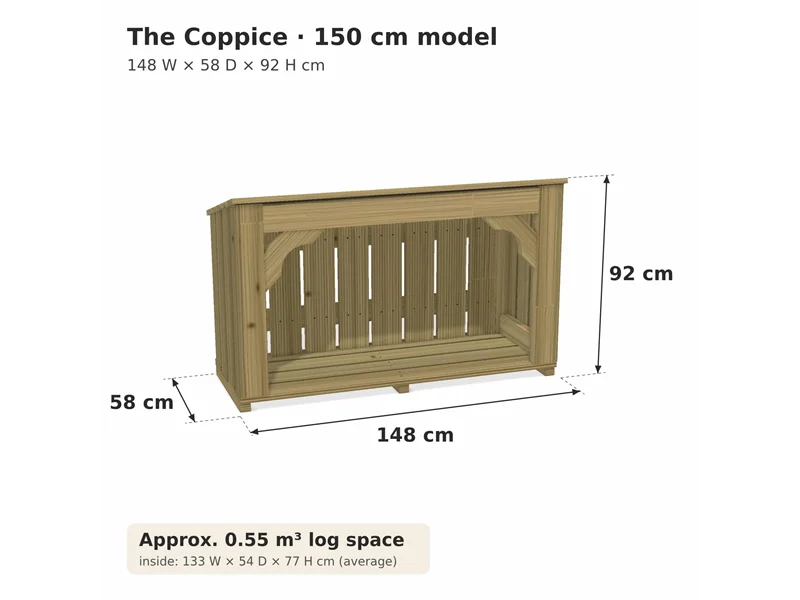 medium sized wooden log store for garden