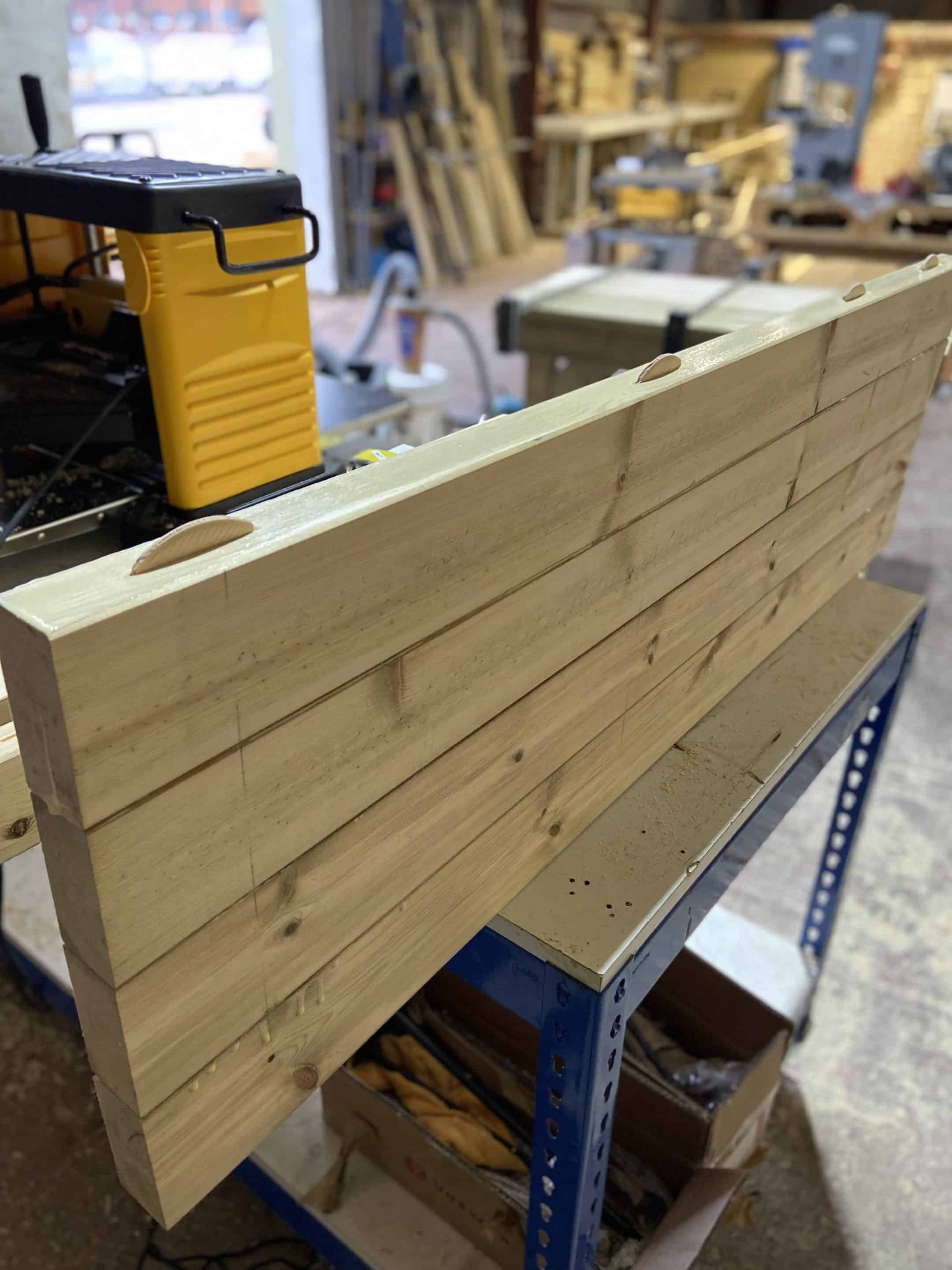 Wooden Workbench Being Constructed