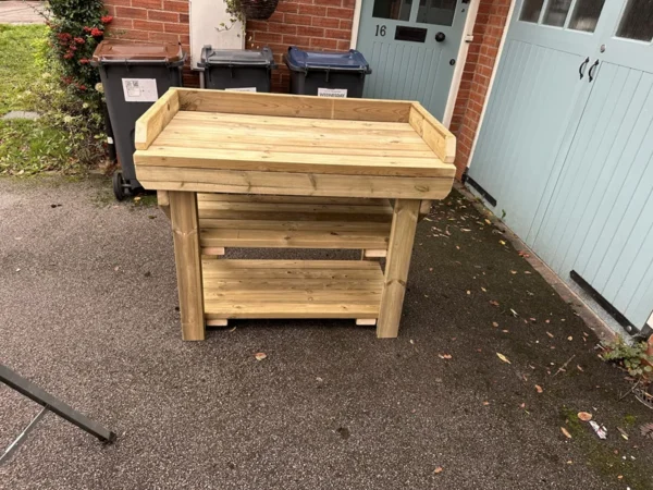wooden potting table