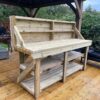 wooden workbench with backboard