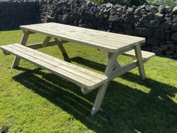 A Frame Picnic Table in grass garden