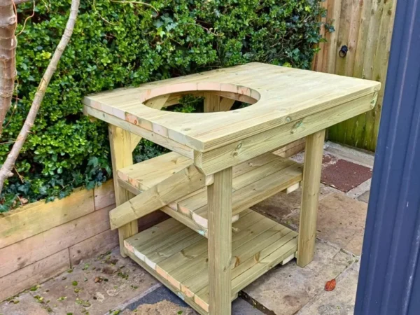 wooden bbq with cutout