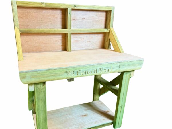 Wooden Workbench With Hardwood Ply Top and Backboard - Image 3