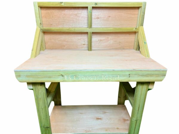 Wooden Workbench With Hardwood Ply Top and Backboard - Image 4