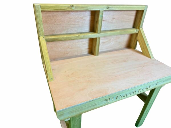 Wooden Workbench With Hardwood Ply Top and Backboard - Image 5