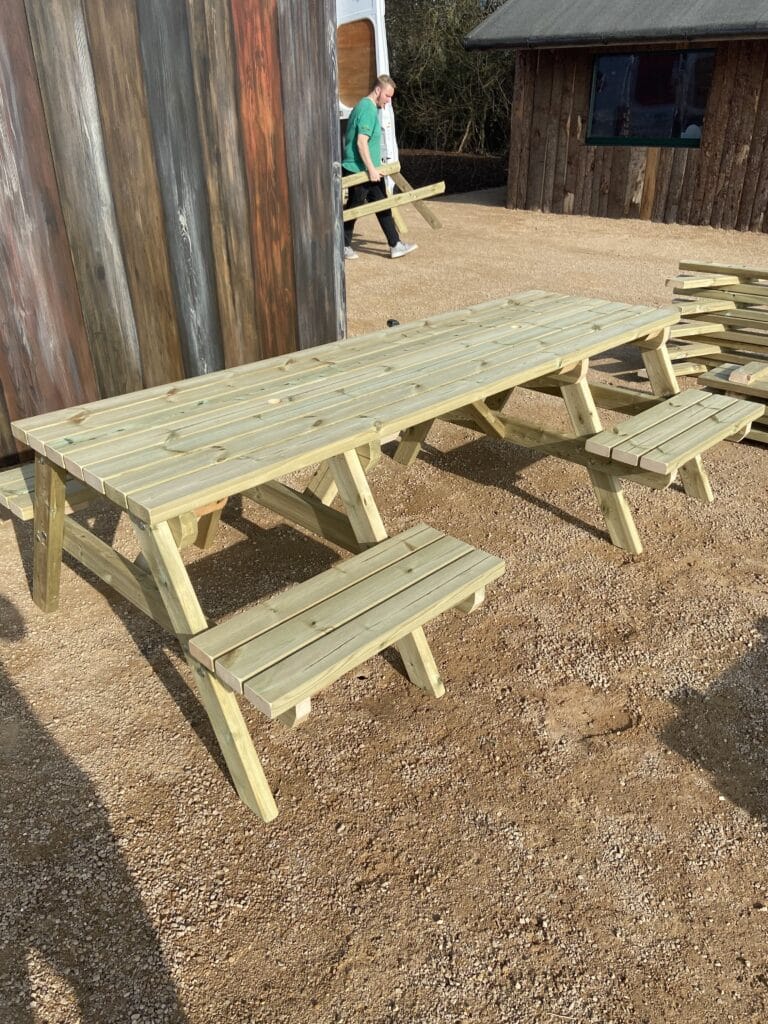 Wheelchair accessible picnic table used at Twycross Zoo