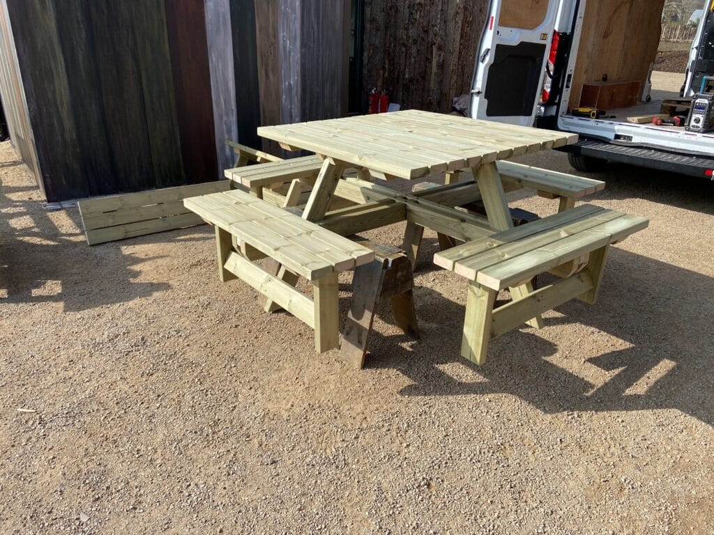 Square picnic table used at Twycross Zoo 5