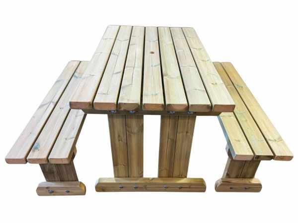Wooden Picnic Table & Bench Set - Image 4
