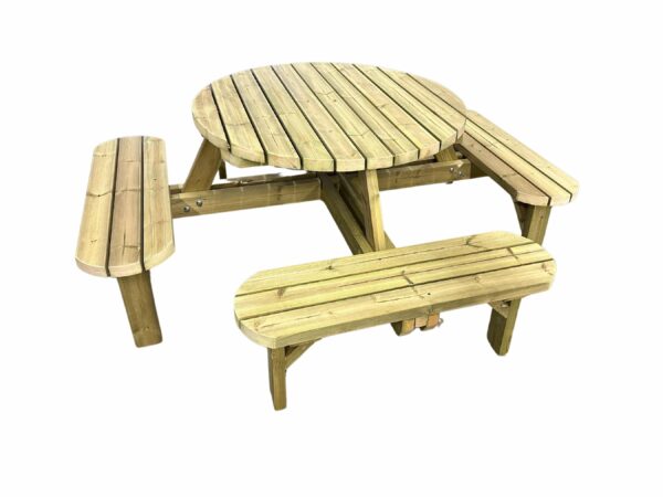 Handmade 8-Seater Round Picnic Table - Image 6