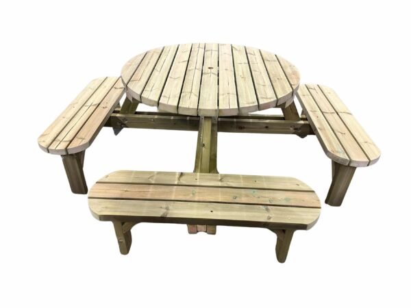 Handmade 8-Seater Round Picnic Table - Image 7