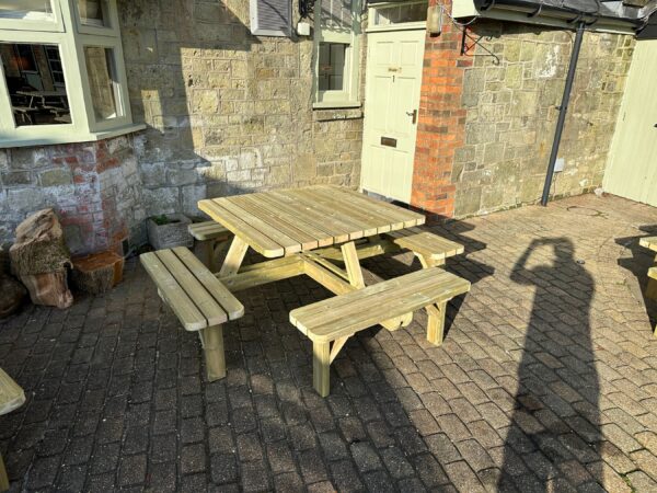 Handmade 8-Seater Square Picnic Table - Image 2