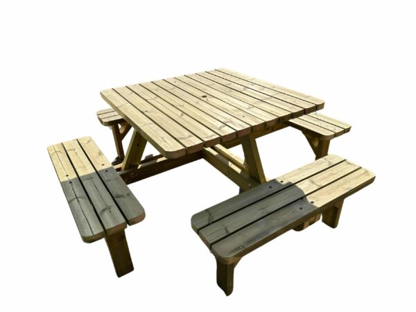 Handmade 8-Seater Square Picnic Table - Image 4