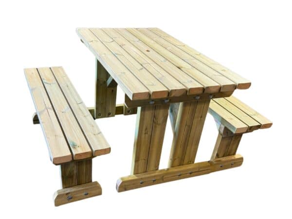 Wooden Picnic Table & Bench Set - Image 2