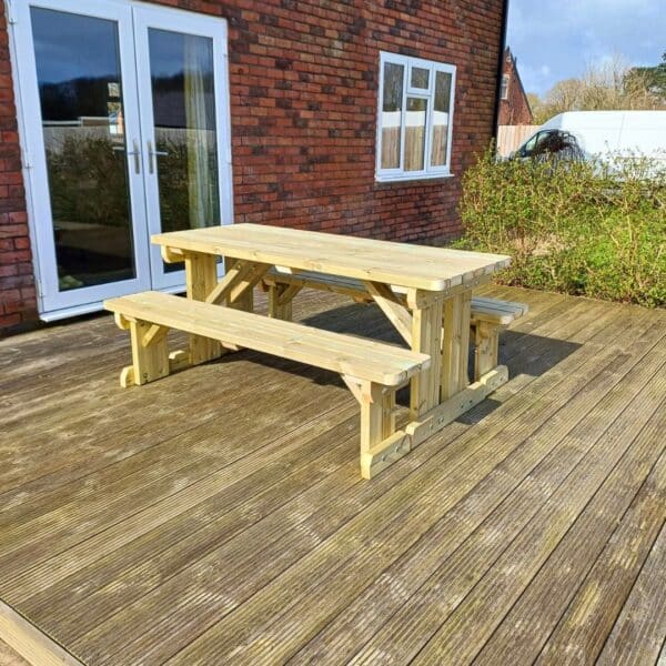 Wooden Picnic Table & Bench Set - Image 5