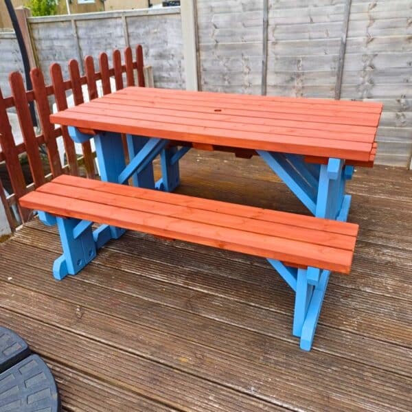 Wooden Picnic Table & Bench Set - Image 7