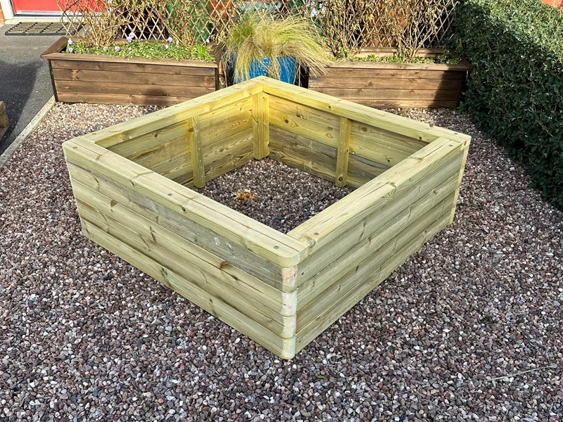 raised wooden garden planter