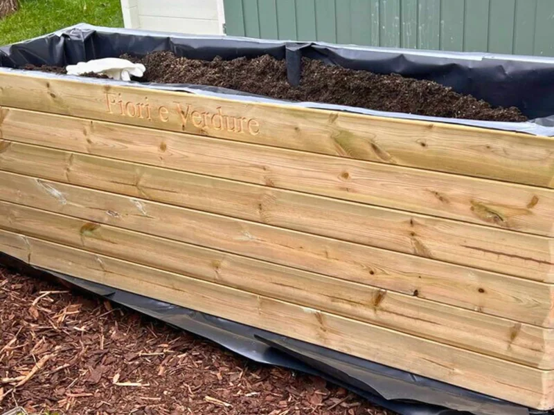 raised wooden garden planter