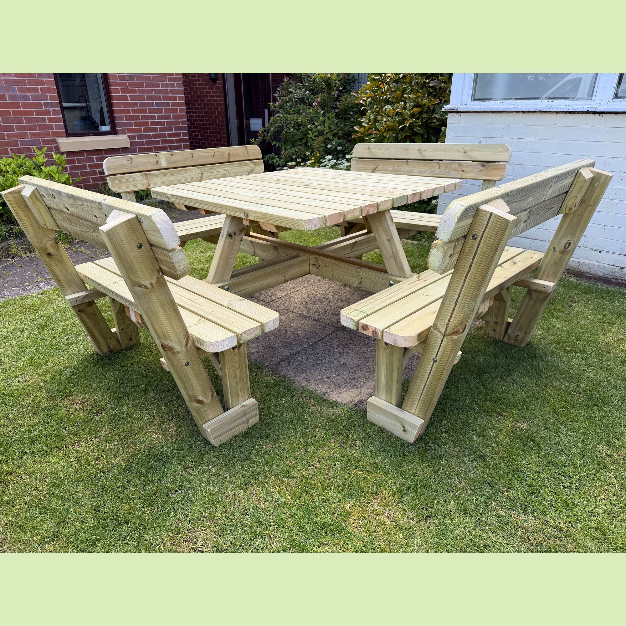 Handmade 8-Seater Square Picnic Table - Image 6